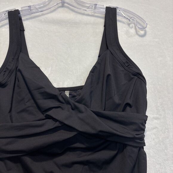 Lands' End Women's Size 8DD Underwire Bra Black Wrap Tankini Swimsuit Top Beach - Picture 3 of 15